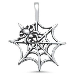 Solid 925 Sterling Silver Spider Web Necklace